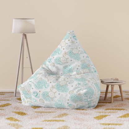 Turtle Bean Bag Chair Cover, Coastal Beach Ocean Washable Triangle Small Large Adult Children Kids Sofa Apartment Dorm Decor Unfilled Sack