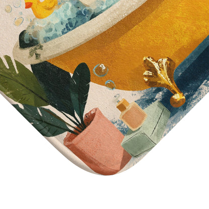 Silly Goose Bath Mat, Rubber Yellow Duck Coastal Sea Memory Foam Cute Shower Bathroom Decor Non Slip Large Small Washable Quick Dry Rug