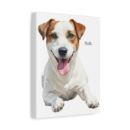 Custom Pet Portrait Canvas Gallery Wrap, Watercolor Painting Dog Cat Personalized Wall Art Print Artwork Small Large Hanging Vertical Poster