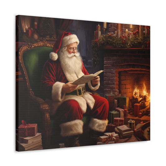Santa Claus Canvas Gallery Wrap, Christmas Xmas Fireplace Holidays Wall Art Print Decor Small Large Hanging Landscape Living Room Starcove Fashion