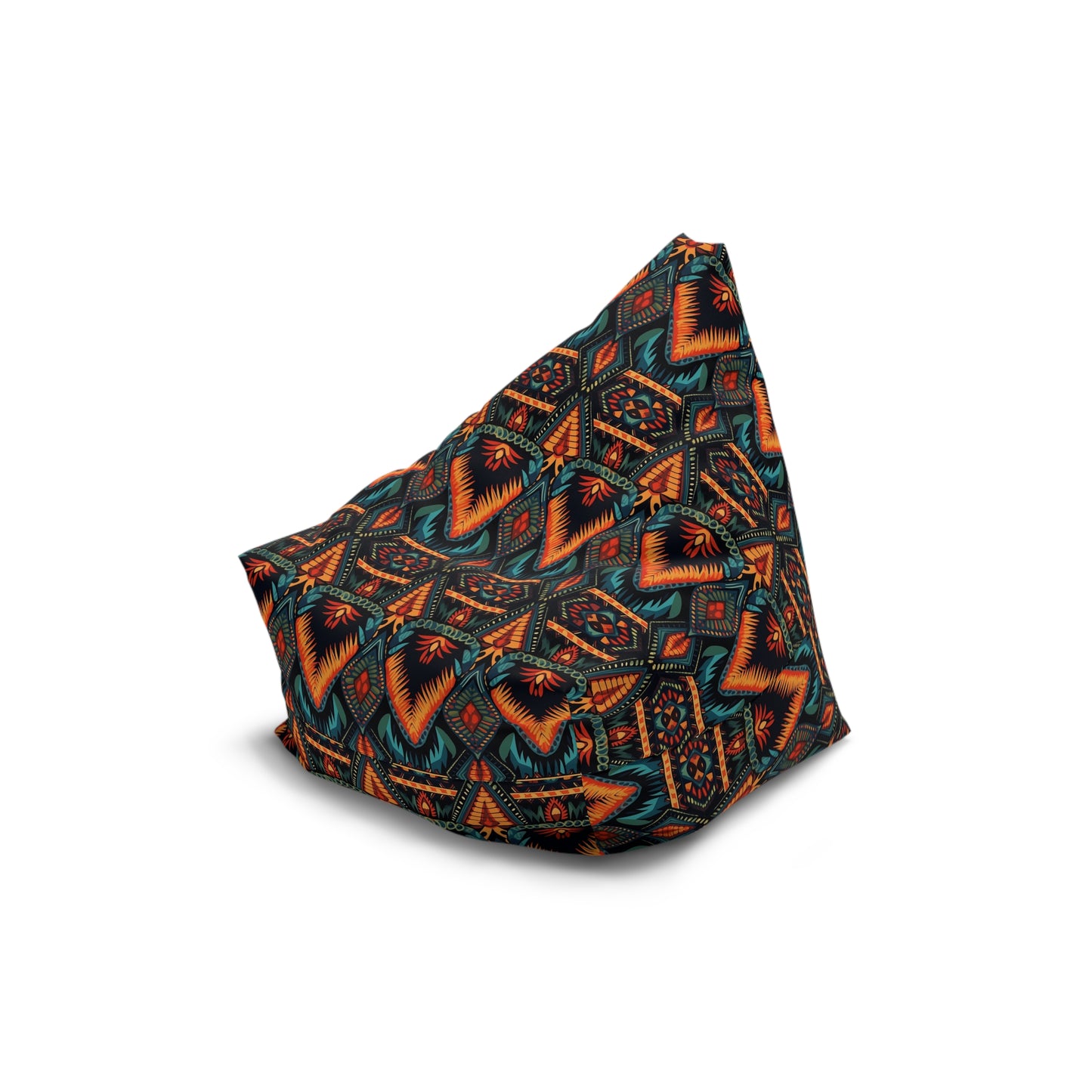 Boho Retro Bean Bag Chair Cover, Vintage Bohemian Washable Triangle Small Large Adult Children Kids Sofa Apartment Dorm Decor Unfilled Sack