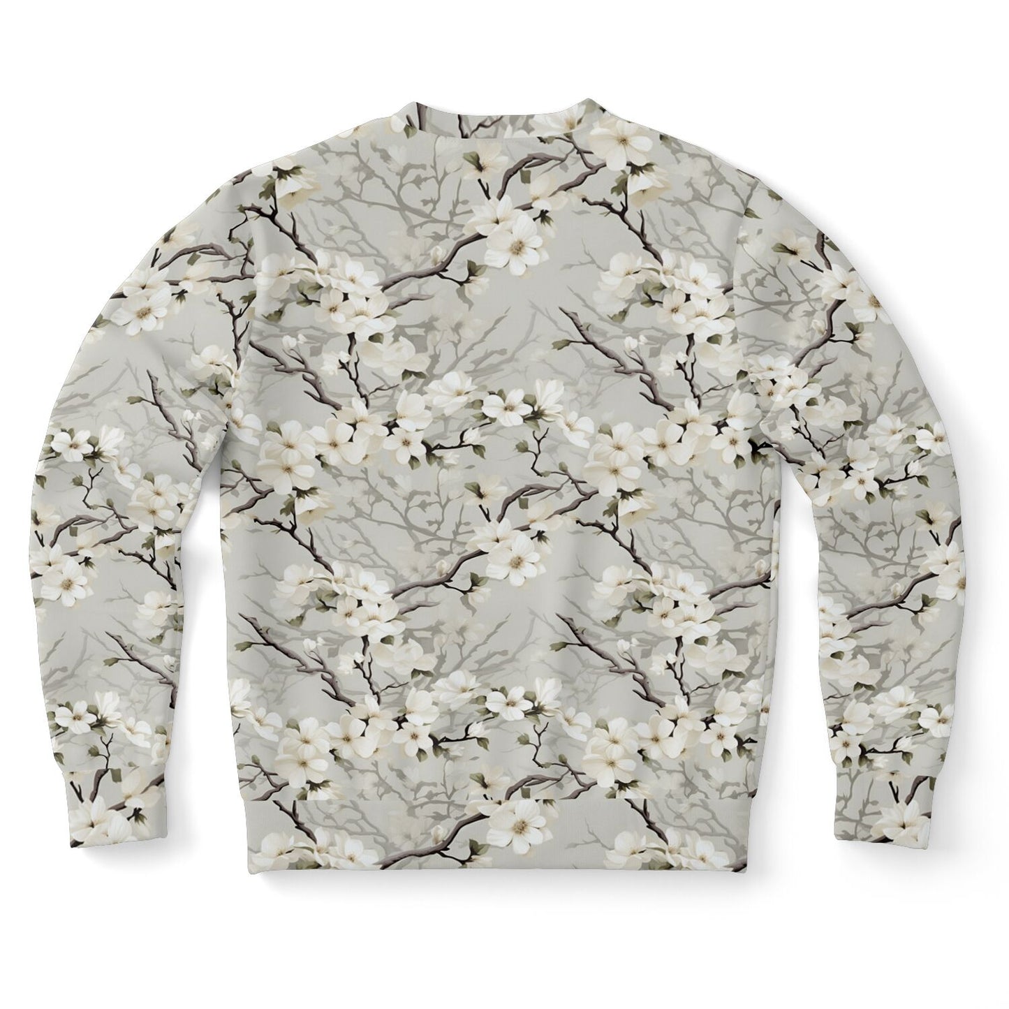 Camo Sweatshirt, Realistic Camouflage Floral Flowers Off White Cream Crewneck Fleece Cotton Sweater Jumper Pullover Men Women Designer Top