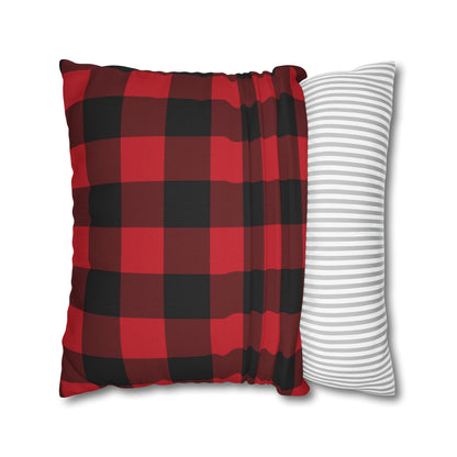 Red Buffalo Plaid Pillow Case, Black Check Square Christmas Throw Decorative Cover Decor Bedding Bed Accent Couch Sofa Bedroom