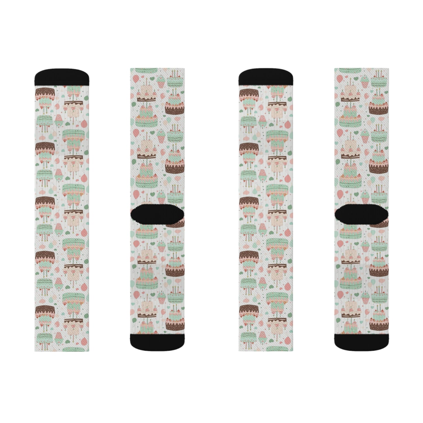 Birthday Socks, Happy Cake Party Crew Sublimation Women Men Designer Fun Novelty Cool Funky Crazy Casual Cute Unique Dress
