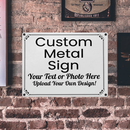 Custom Metal Tin Signs, Personalized Text Photo Farmhouse Landscape Retro Wall Hanging Garage Tacker Outdoors Exterior Business Property