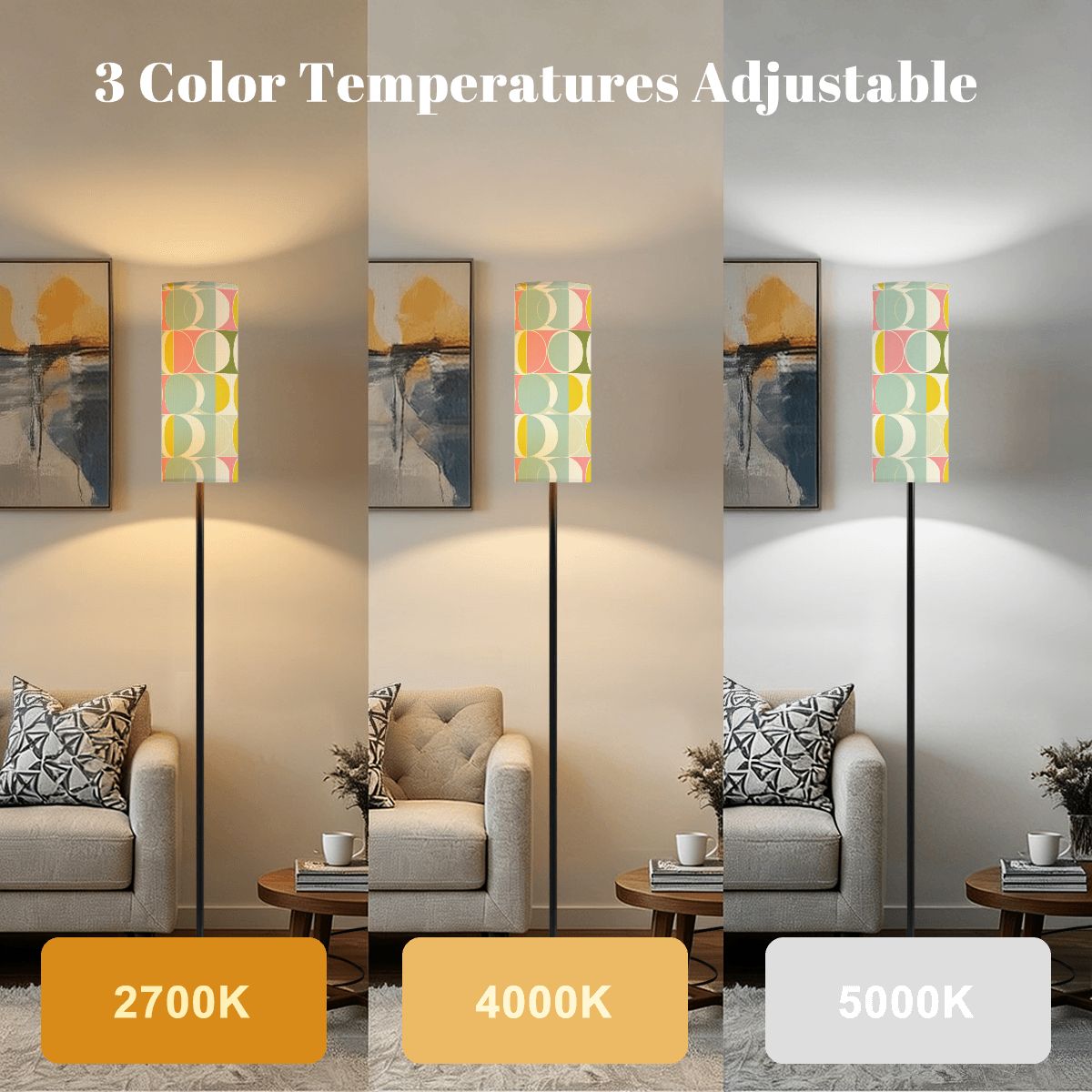 Mid Century Modern Floor Lamp (Made in USA), Yellow Modern Standing Light Lampshade Living Room Bedroom Tall Corner Dimmable Reading Vintage - Starcove Fashion