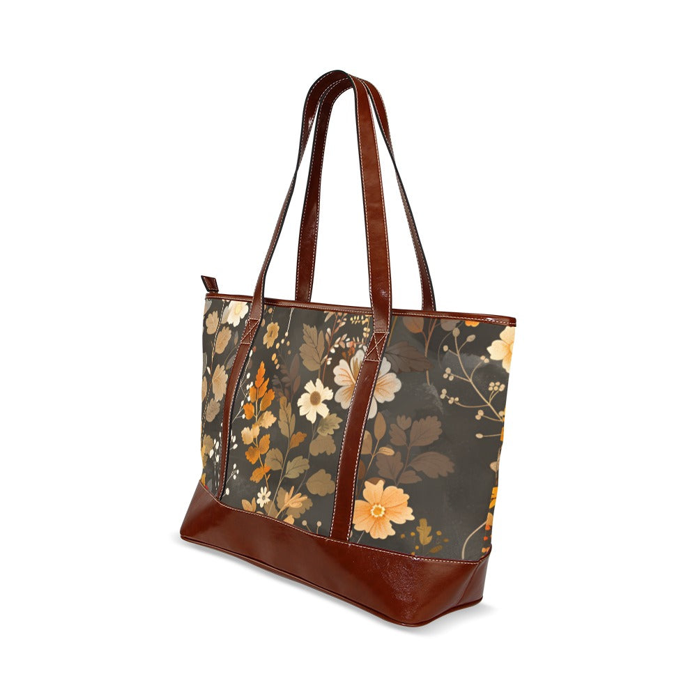 Floral Canvas Tote Bag with Zipper, Flowers Waterproof Pockets Beach Pool Designer Fabric Shoulder Handbag Women Work Purse Travel Carry On - Starcove Fashion