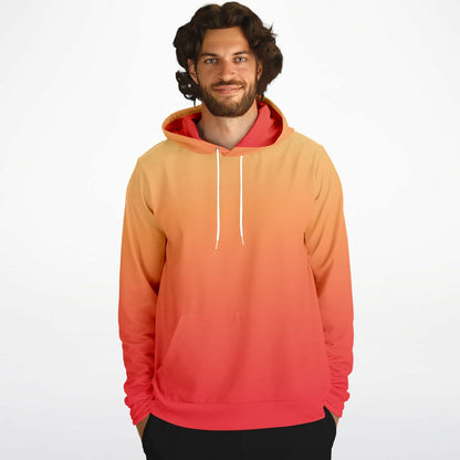 Red Orange Yellow Ombre Hoodie, Gradient Tie Dye Pullover Men Women Aesthetic Graphic Cotton Hooded Sweatshirt Pockets Designer Plus Size