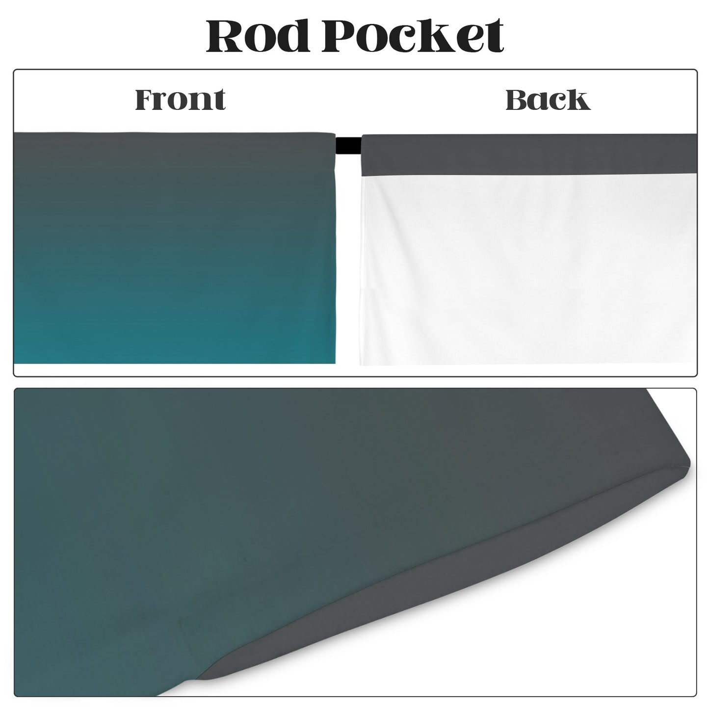 Turquoise Teal Window Curtain, Ombre Gradient Color Kitchen Living Room Bedroom Bathroom Fabric Unique Rod Pocket Decor Housewarming Home