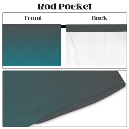Turquoise Teal Window Curtain, Ombre Gradient Color Kitchen Living Room Bedroom Bathroom Fabric Unique Rod Pocket Decor Housewarming Home