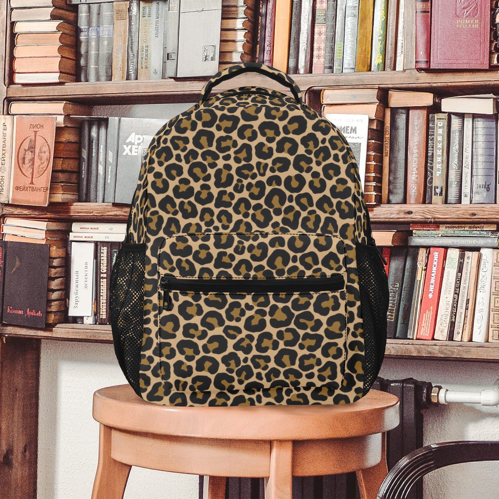 cheetah mini backpack Leopard Backpack, Animal Print Cheetah Brown Men Women Kids Gift School College Cool Waterproof Side Pockets Laptop Designer Aesthetic Bag