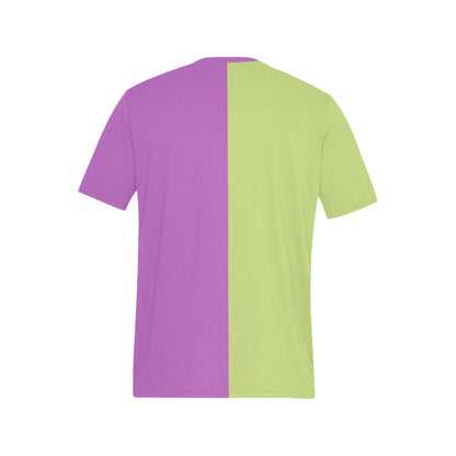 Half Green Half Purple TShirt, Color Block Split 2 Two Tone Combo Print Designer Lightweight Crewneck Men Women Tee Top Short Sleeve Shirt - Starcove Fashion