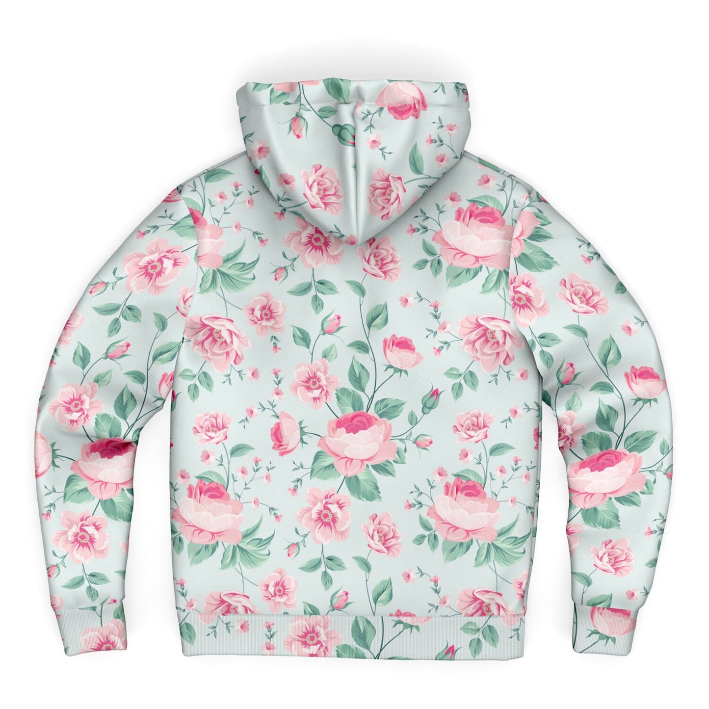 Pink Green Floral Zip Up Fleece Lined Hoodie, Flowers Peony Blossom Heavyweight Full Zipper Pocket Men Women Unisex Hooded Sweatshirt Jacket