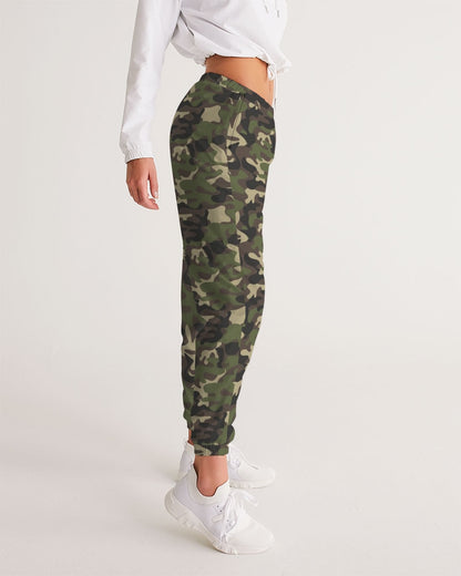 Camouflage  Women Track Pants, Green Camo Female Sports Exercise Zip Pockets Quick Dry Elastic Waist Windbreaker Tracksuit joggers Ladies