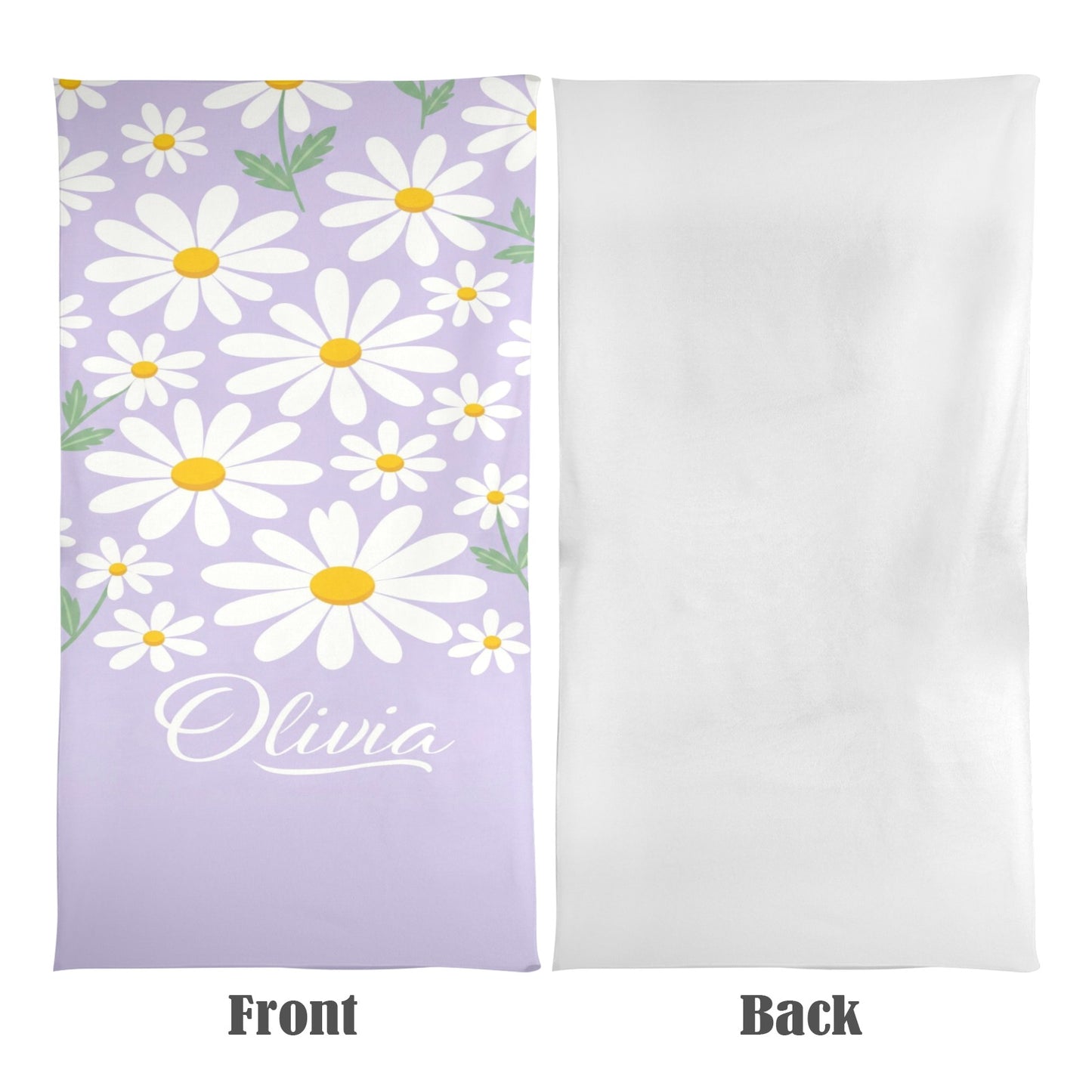 Daisy  Personalized Beach Towel, Custom Floral Customized Name Pool Microfiber Large Swim Quick Dry Kids Adult Men Women Cotton Blanket