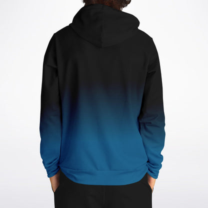 Black Blue Ombre Hoodie, Tie Dye Gradient Pullover Men Women Adult Aesthetic Cotton Hooded Sweatshirt with Pockets Designer Plus Size