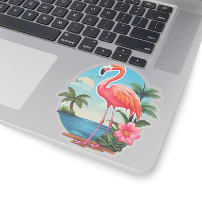 Pink Flamingo Sticker Decal, Tropical Palm Tree Art Vinyl Laptop Cute Waterbottle Tumbler Car Waterproof Bumper Clear Aesthetic Wall Starcove Fashion