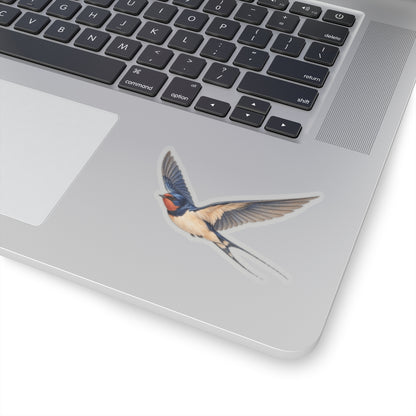 Barn Swallow Bird Sticker Decal, Blue Flying Birdwatcher Watercolor Art Vinyl Laptop Waterbottle Tumbler Car Waterproof Bumper Clear Die Cut