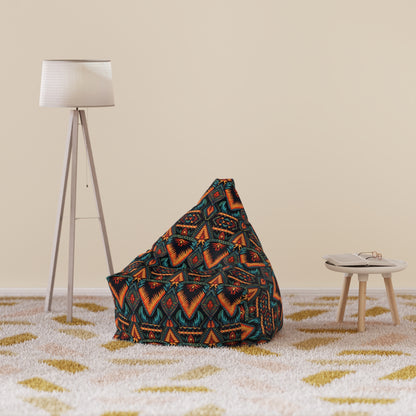 Boho Retro Bean Bag Chair Cover, Vintage Bohemian Washable Triangle Small Large Adult Children Kids Sofa Apartment Dorm Decor Unfilled Sack