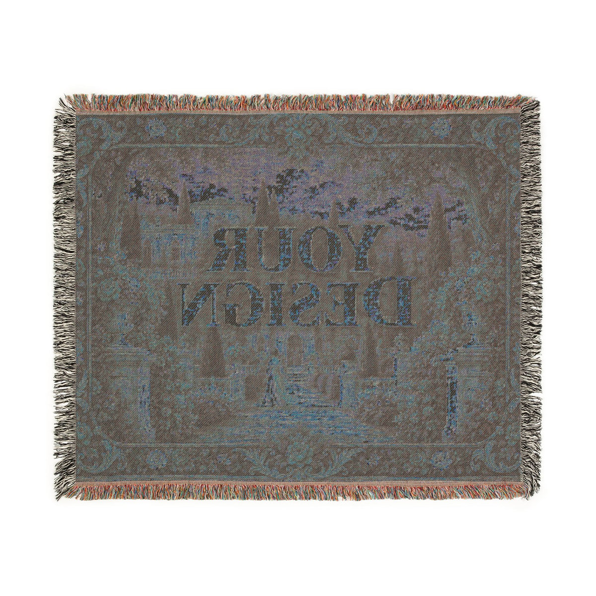 Custom Woven Throw Blanket Tapestry, Personalized Photo Luxury Cotton Fringe Cozy Warm Adult Kids Small Large Sofa Bed 50x60 Wall Hanging