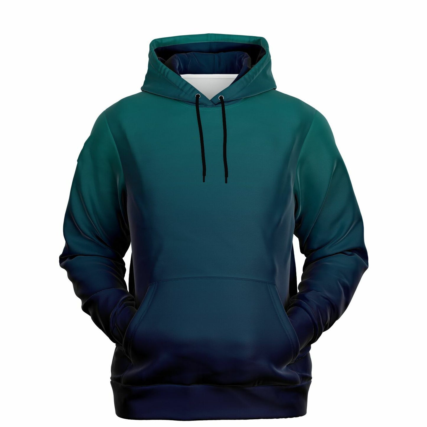 Forest Green Navy Blue Ombre Hoodie, Gradient Tie Dye Pullover Men Women Aesthetic Cotton Hooded Sweatshirt Pockets Designer Plus Size
