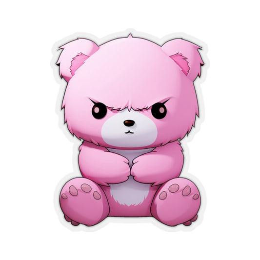 Pink Teddy Bear Sticker Decal, Grumpy Art Vinyl Laptop Cute Waterbottle Tumbler Car Waterproof Bumper Clear Aesthetic Die Cut Wall Starcove Fashion