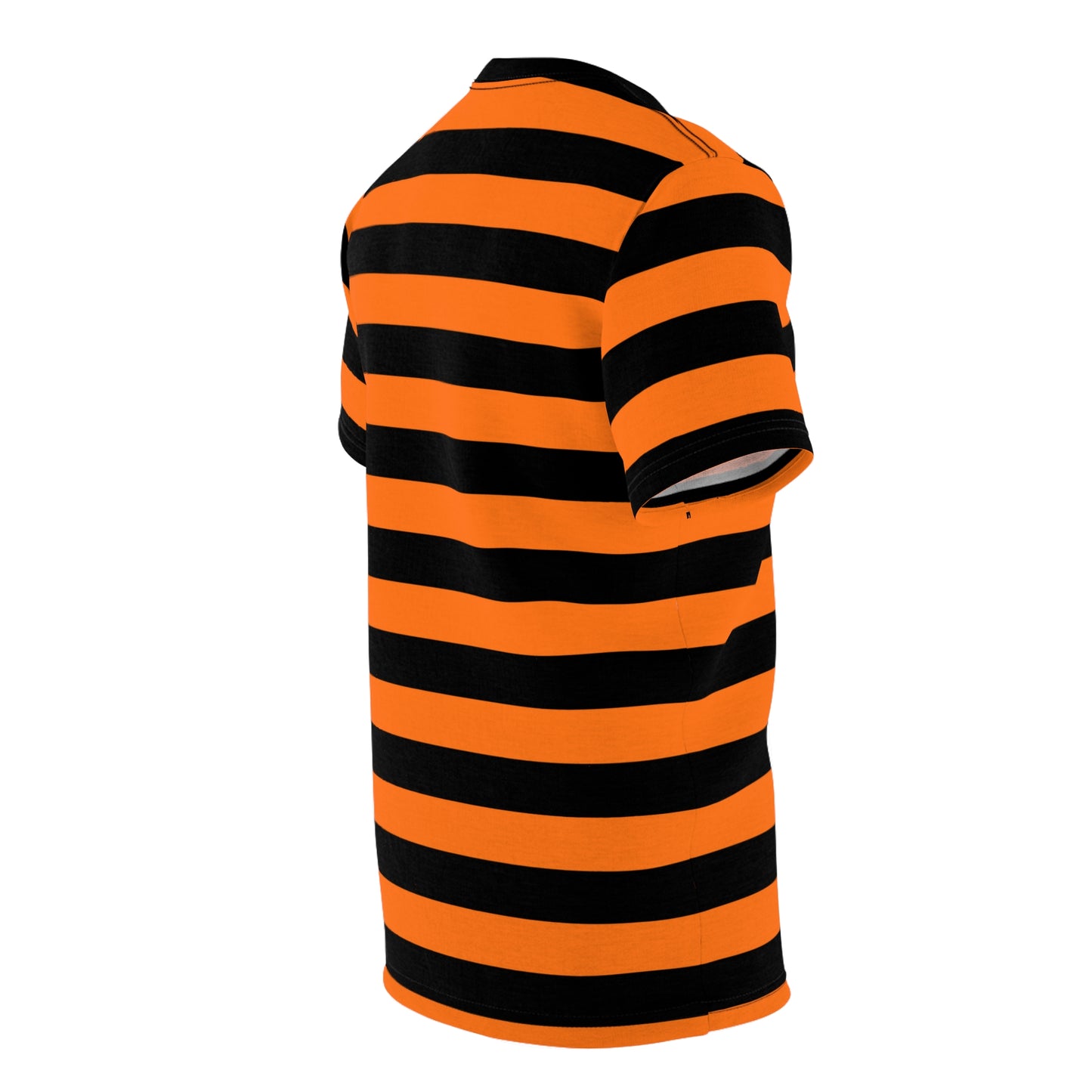 Orange Black Striped Tshirt, Stripe Designer Graphic Aesthetic Lightweight Heavyweight Crewneck Men Women Tee Top Short Sleeve Shirt