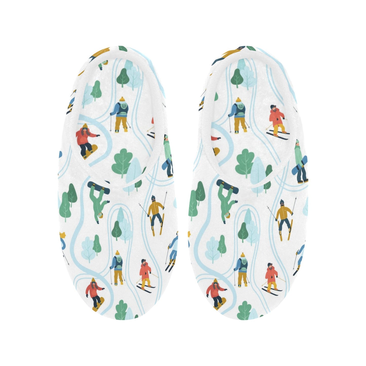 Ski Women's Slippers, Snowboard Skiing Winter Sports Ladies House Slide Cute Handmade Bedroom Warm Winter Cozy Designer Slip On Cotton Shoes