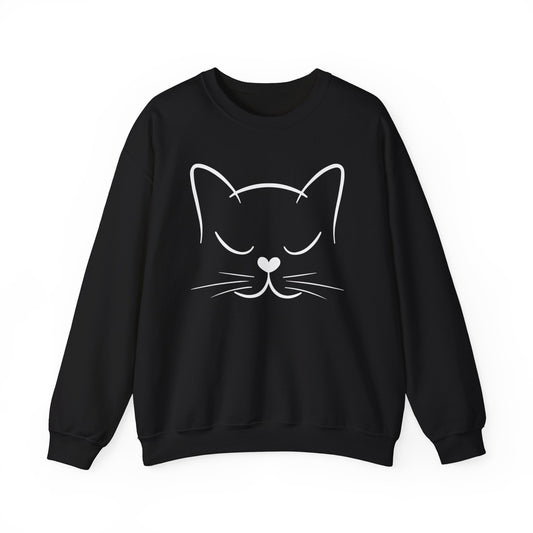 Cat Kitty Kitten Sweatshirt, Ladies Funny Present I Love Animals Lover Pullover Whiskers Face Sweatshirts Crewneck Graphic