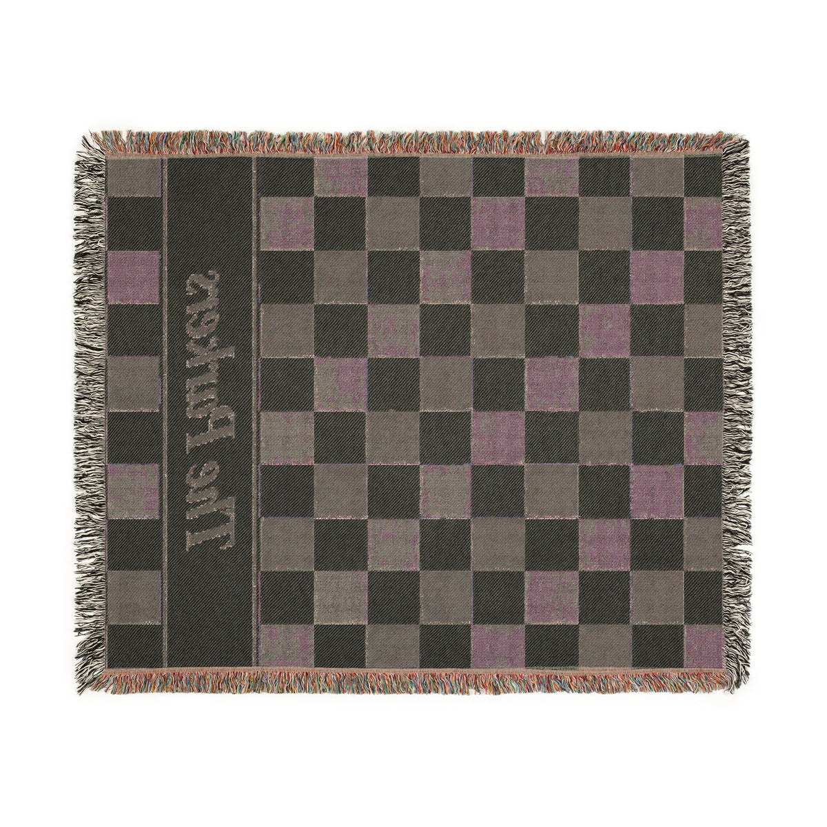 Custom Checkered Couples Woven Blanket Tapestry, Green Sage Throw Family Name Personalized Wedding Anniversary Engagement Cotton Small Large