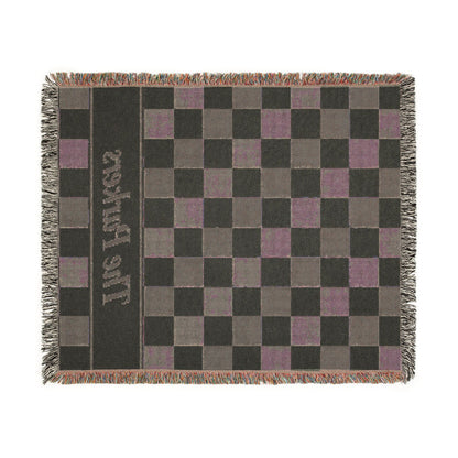Custom Checkered Couples Woven Blanket Tapestry, Green Sage Throw Family Name Personalized Wedding Anniversary Engagement Cotton Small Large