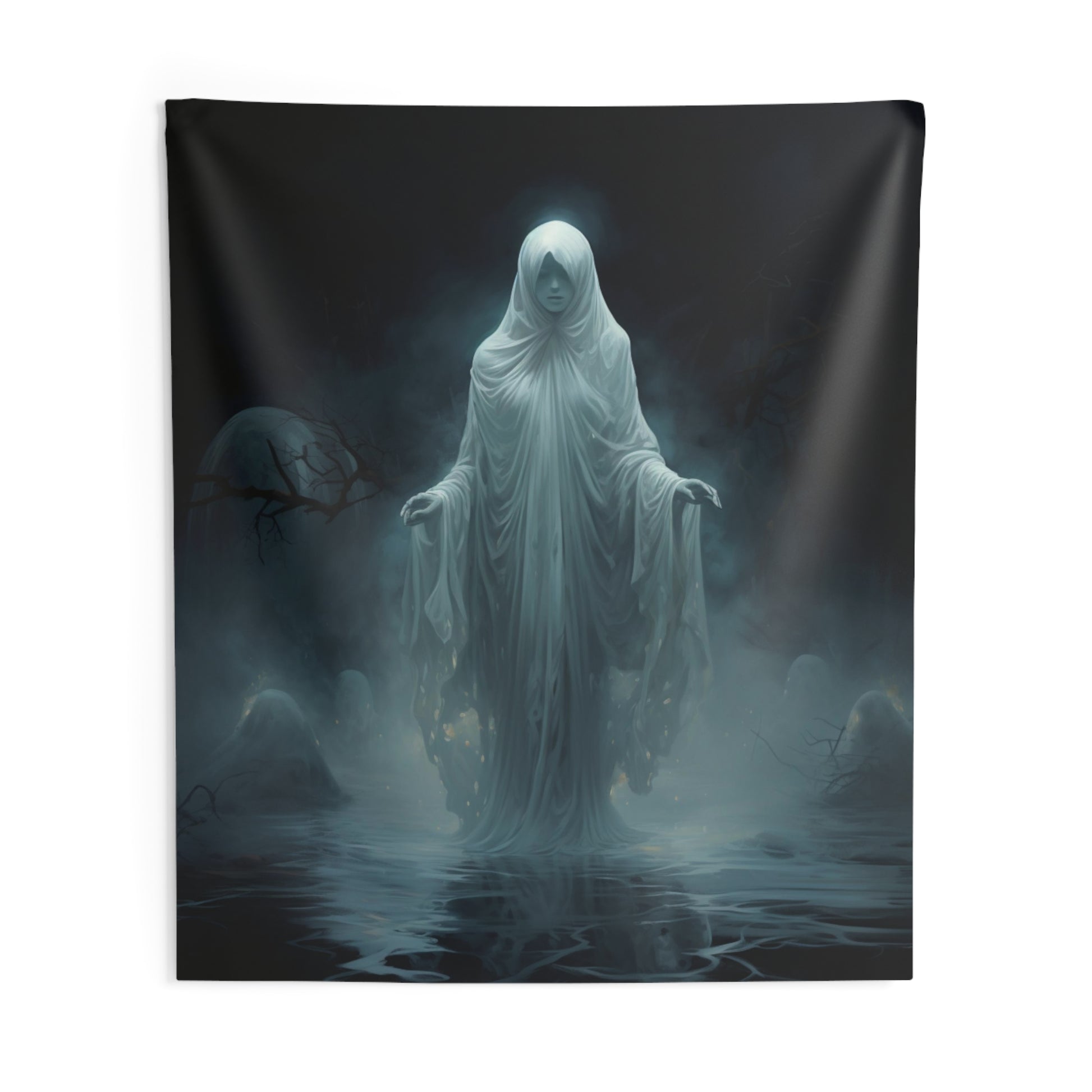 Ghost Tapestry, Horror Halloween Scary Spooky Gothic Wall Art Hanging Cool Unique Vertical Aesthetic Large Small Bedroom College Dorm Starcove Fashion