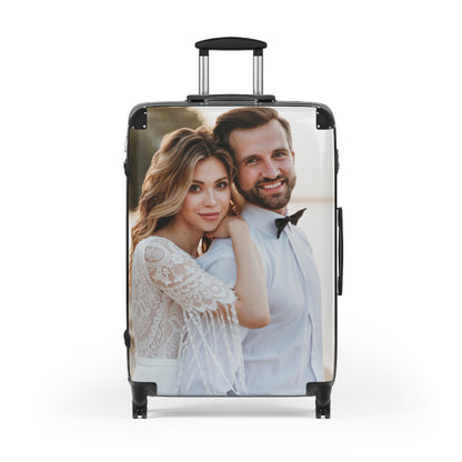 Custom Photo Suitcase Luggage, Personalized Upload Picture Carry On 4 Wheels Cabin Travel Small Large Set Rolling Spinner Lock Hard Shell