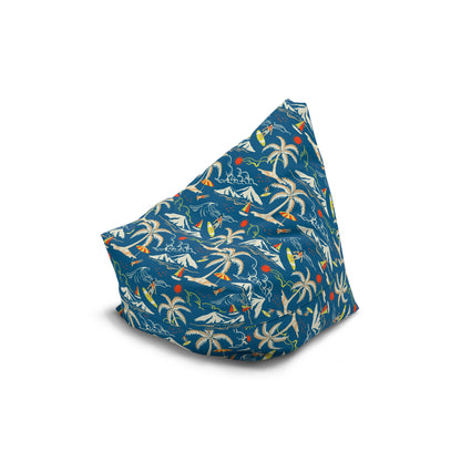 Palm Trees Bean Bag Chair Cover, Blue Coastal Ocean Beach Washable Triangle Small Large Adult Children Kids Sofa Apartment Dorm Unfilled