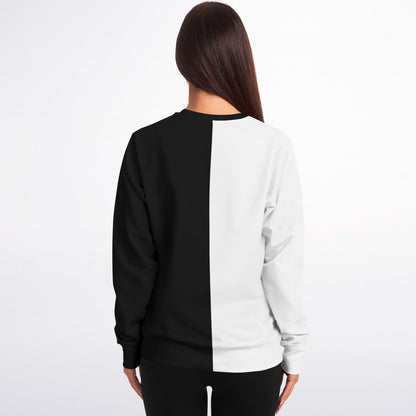 Half Black Half White Sweatshirt, Two Tone Color Block Crewneck Fleece Cotton Sweater Jumper Pullover Men Women Adult Aesthetic Designer Top