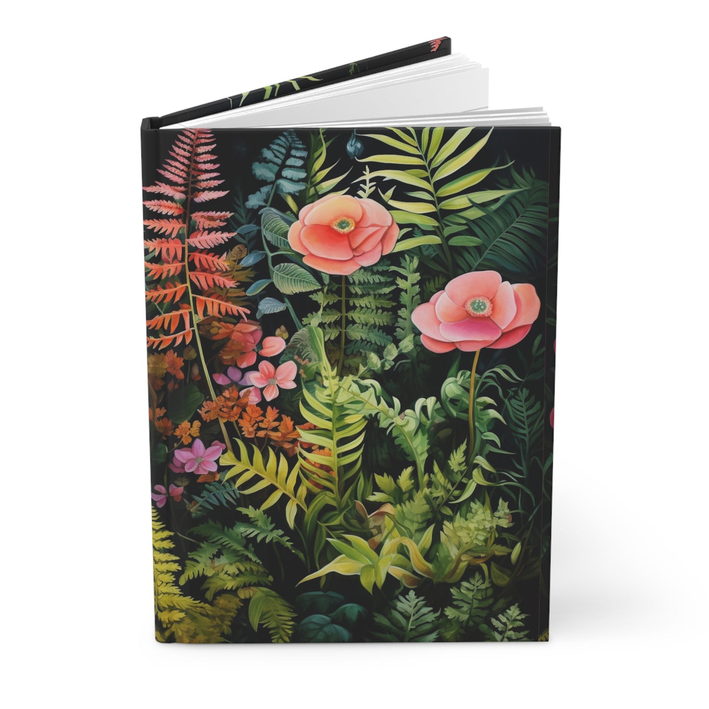 Floral Fern Hardcover Journal  Notebook, Forest Watercolor Matte Travel Pattern Design Small Notepad Ruled Line Book Paper Pad Work Starcove Fashion