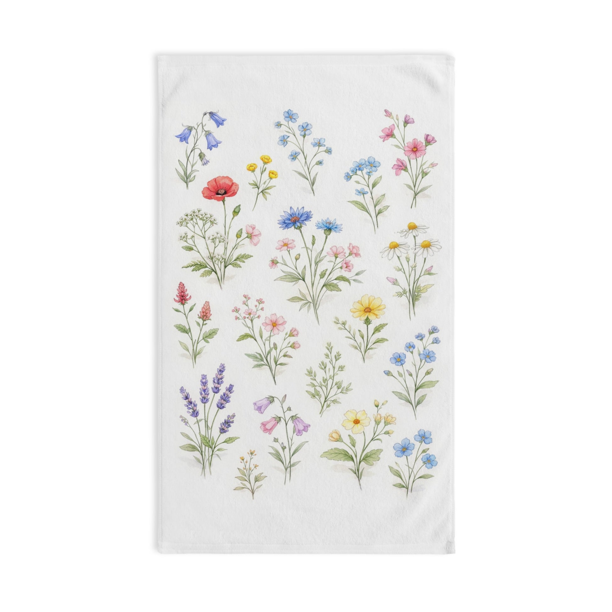 Wildflower Hand Towel, Flowers Botanical Floral Watercolor Guest Bath Softest Bathroom Spa Tea Cotton Kitchen Gift Her Women Sack Linen - Starcove Fashion