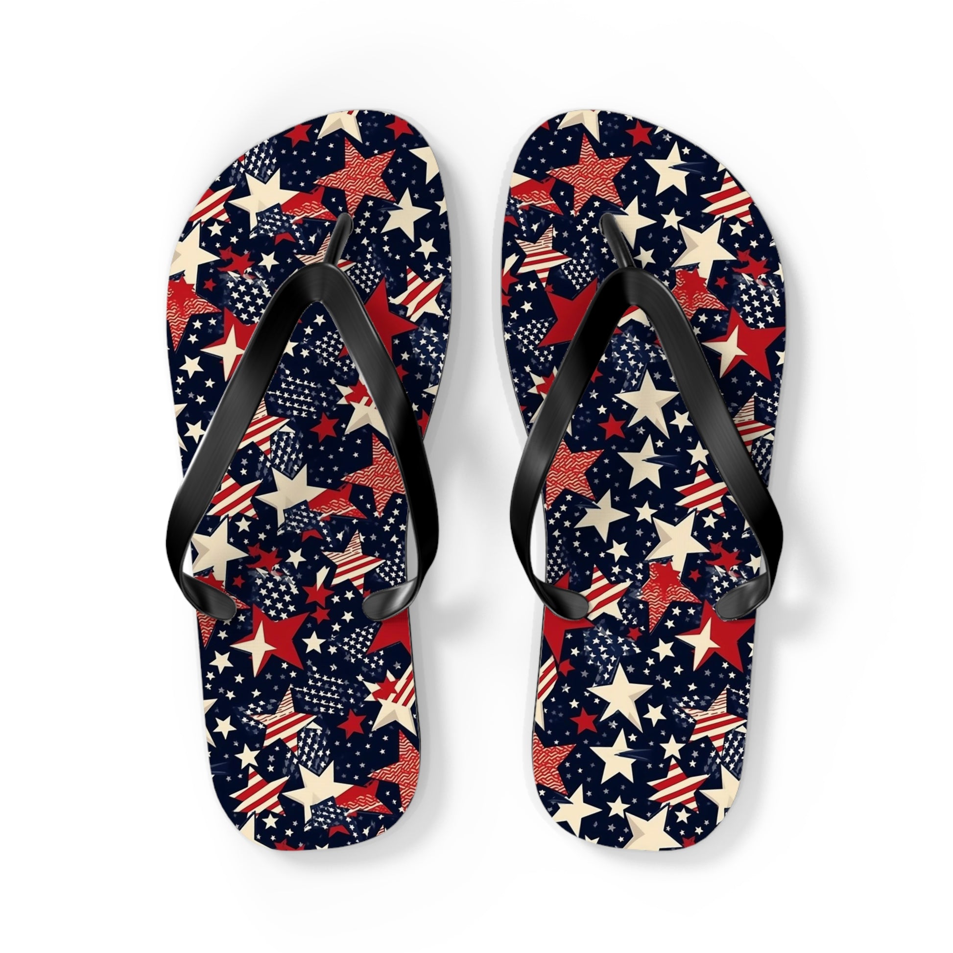 American Flag Stars Flip Flops, Stripes Red White Blue USA Patriotic 4th Comfortable Thong Sandals Woman Men Ladies Beach Print Rubber Shoes Starcove Fashion