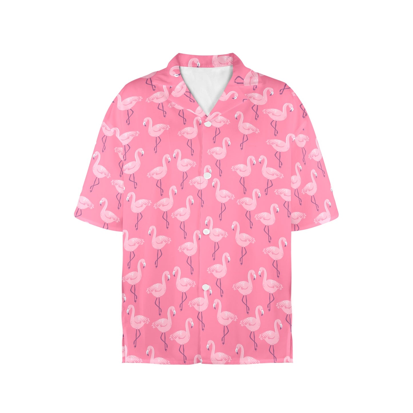 Pink Flamingo Women Hawaiian shirt, Tropical Print Vintage Retro Hawaii Button Up Down Plus Size Ladies Aloha Blouse - Starcove Fashion