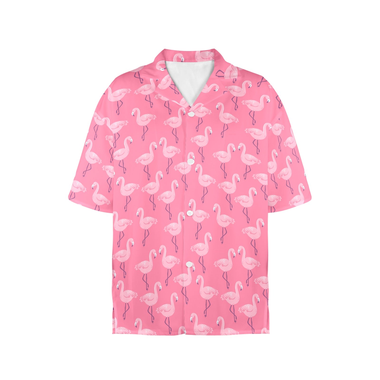 Pink Flamingo Women Hawaiian shirt, Tropical Print Vintage Retro Hawaii Button Up Down Plus Size Ladies Aloha Blouse - Starcove Fashion
