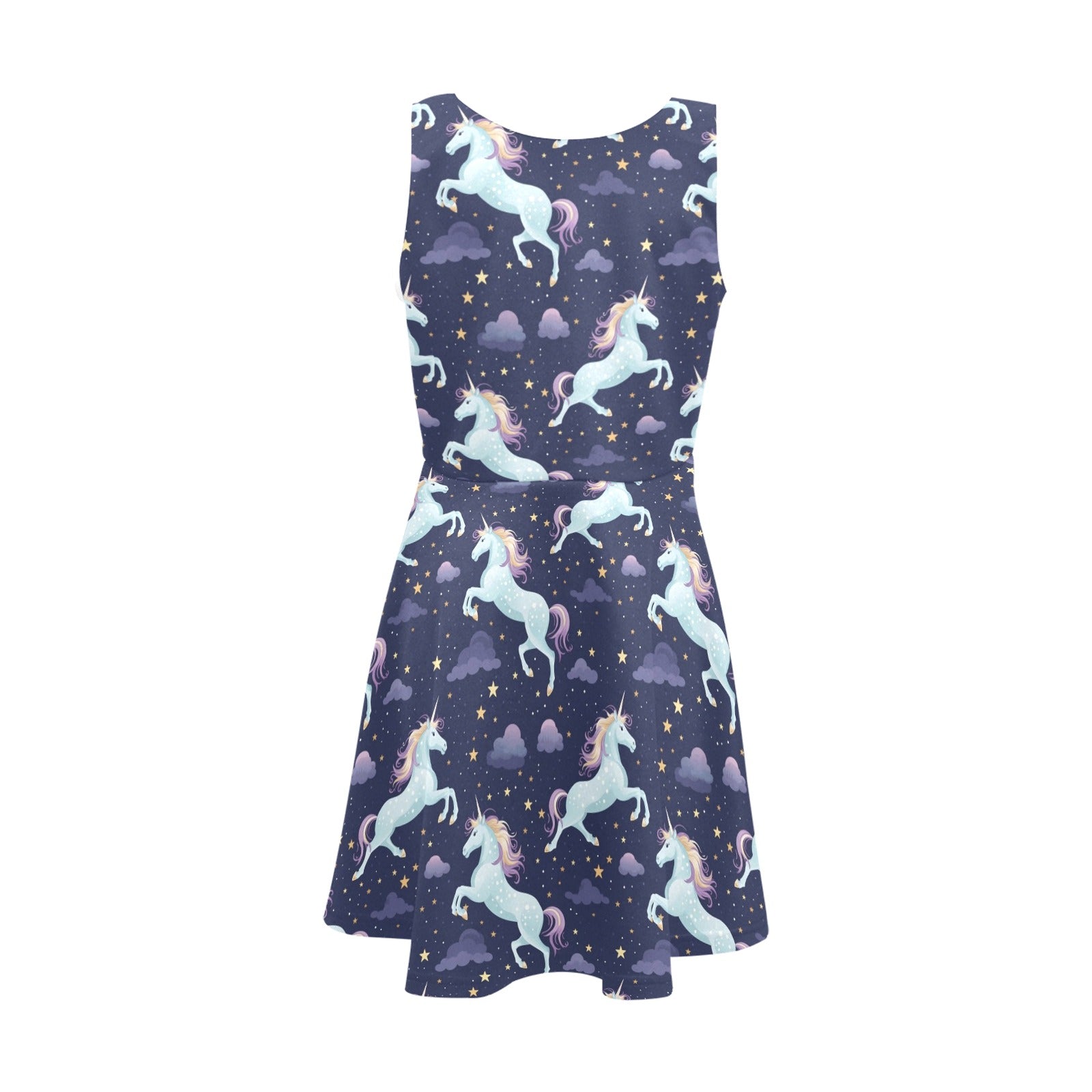 Unicorn Floral Midi Girls Dress, Magical Kids Sleeveless Sundress Casual Cute Designer Children Elegant Cocktail Party Summer Designer 4T