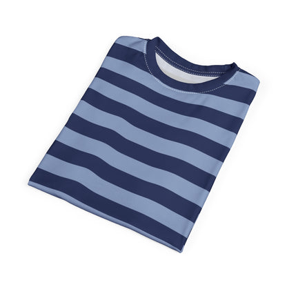 Dark and Light Blue Tshirt, Navy Striped Stripe Designer Graphic Lightweight Heavyweight Crewneck Men Women Tee Top Short Sleeve Shirt