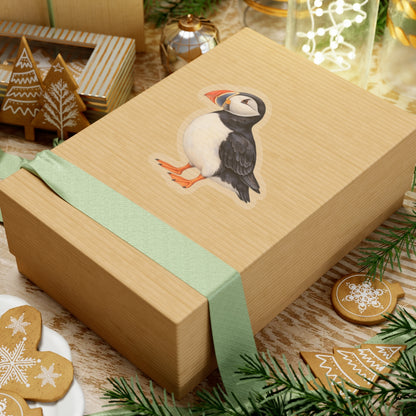 Atlantic Puffin Sticker Decal, Bird Seabird Watercolor Art Vinyl Laptop Cute Waterbottle Tumbler Car Waterproof Bumper 4x4 Clear Die Cut