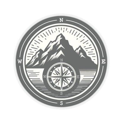 Compass Mountain Sticker Decal, Car Bumper Navigation Art Vinyl Laptop Cute Waterbottle Tumbler Waterproof Clear Aesthetic