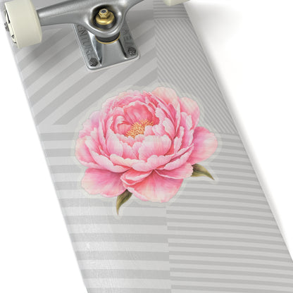 Pink Peony Flower Sticker Decal, Blossom Floral Watercolor Art Vinyl Cute Waterbottle Tumbler Car Waterproof Bumper Clear Die Cut Wall - Starcove Fashion