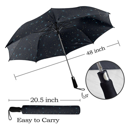 Constellation Umbrella, Space Stars Universe Golf Anti-UV Semi-Automatic Sun Rain Parasol Large Compact Windproof Designer Luxury Men Women