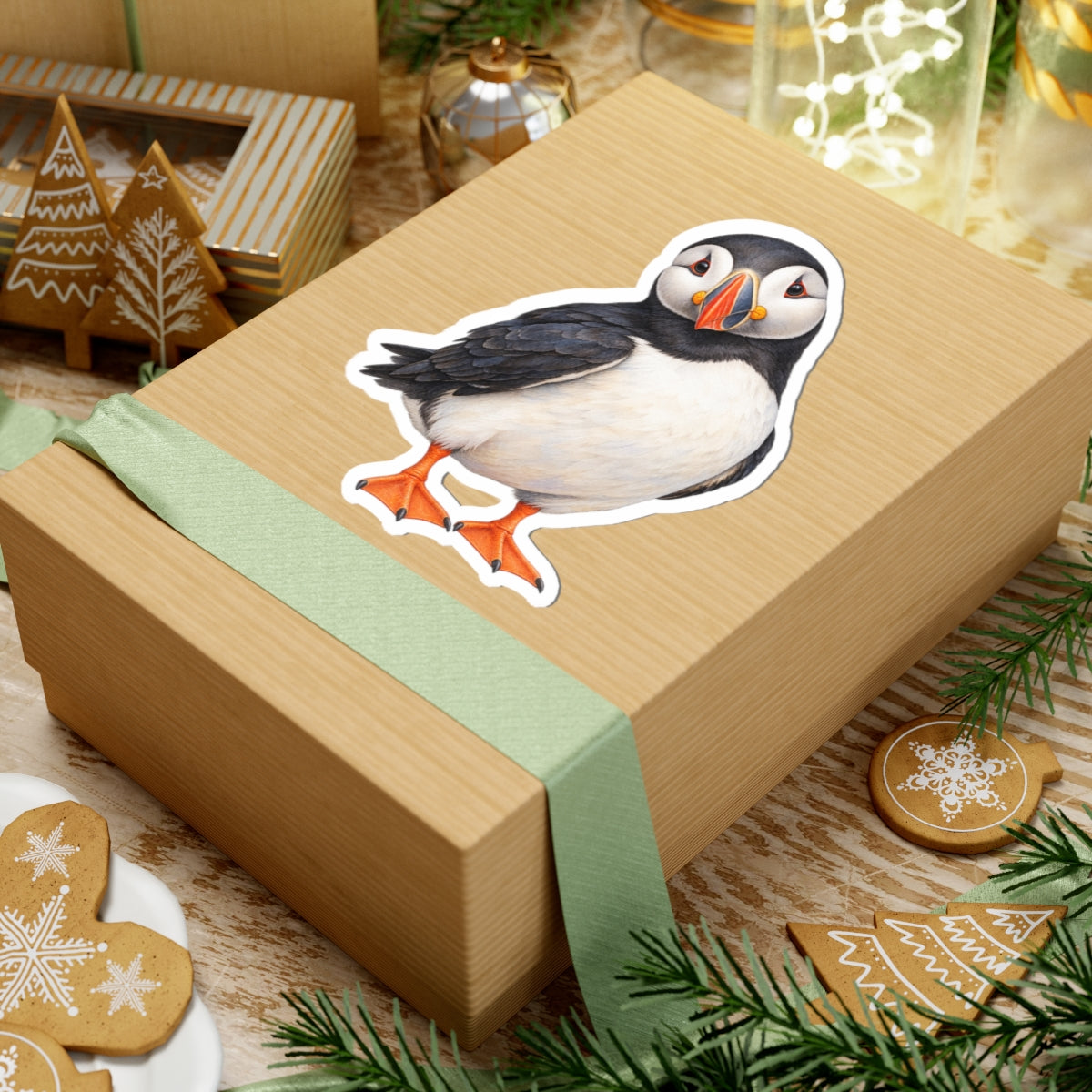 Atlantic Puffin Sticker Decal, Bird Seabird Watercolor Art Vinyl Laptop Cute Waterbottle Tumbler Car Waterproof Bumper 4x4 Clear Die Cut