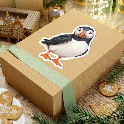 Atlantic Puffin Sticker Decal, Bird Seabird Watercolor Art Vinyl Laptop Cute Waterbottle Tumbler Car Waterproof Bumper 4x4 Clear Die Cut