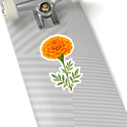 Marigold Flower Sticker Decal, Bright Orange Floral Watercolor Art Vinyl Cute Waterbottle Tumbler Car Waterproof Bumper Clear Die Cut Wall - Starcove Fashion