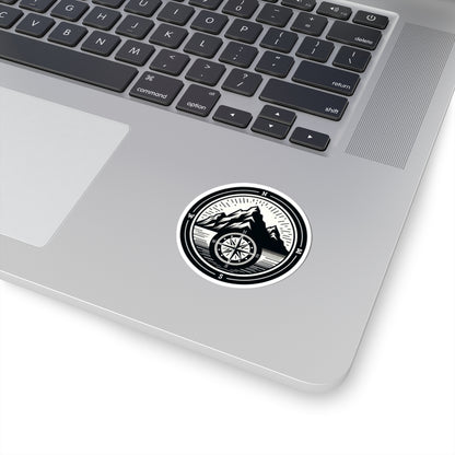 Compass Mountain Sticker Decal, Car Bumper Navigation Art Vinyl Laptop Cute Waterbottle Tumbler Waterproof Clear Aesthetic